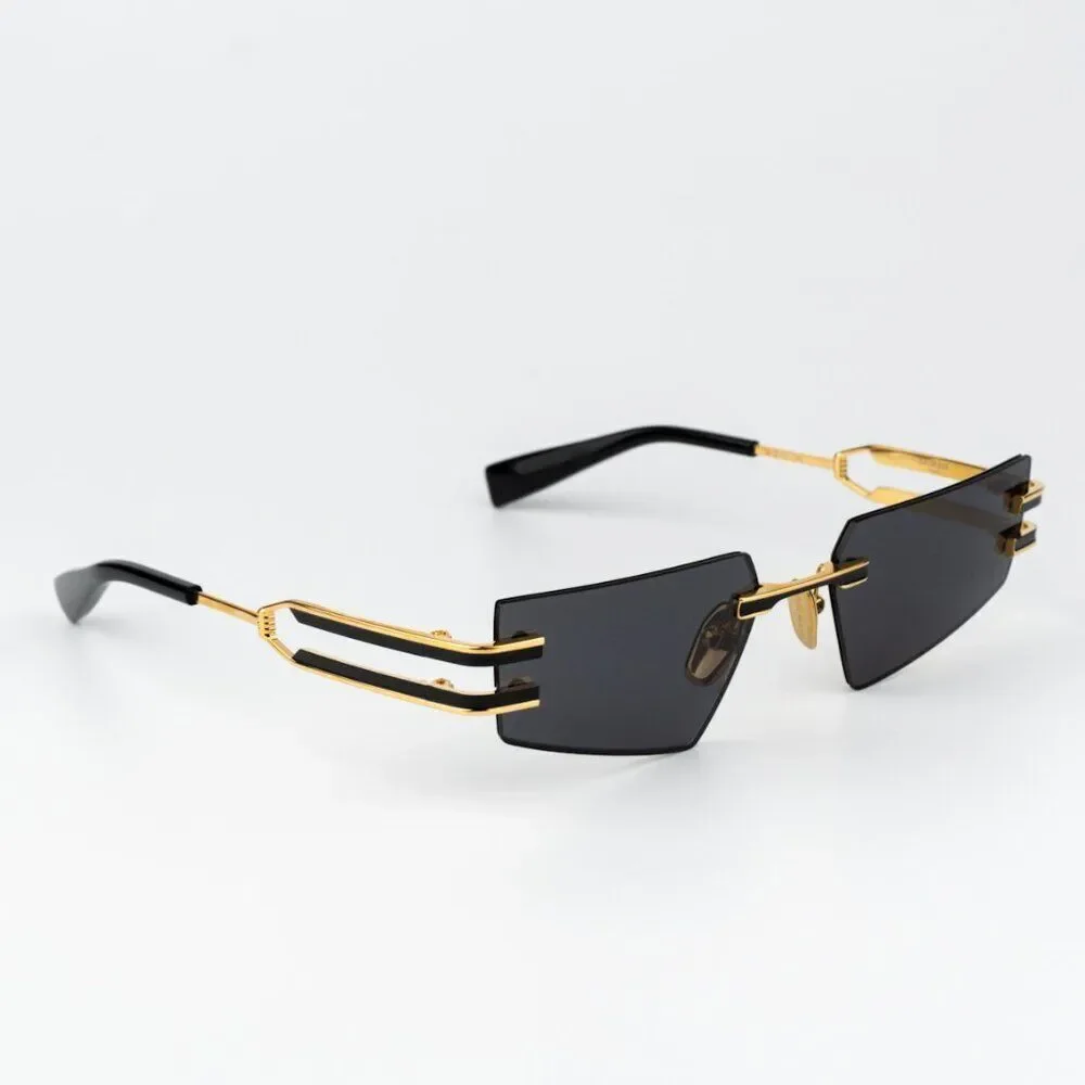 Balmain Women Sunglasses Titanium Gold Black Grey Geometric FIXE BPS-123A-54